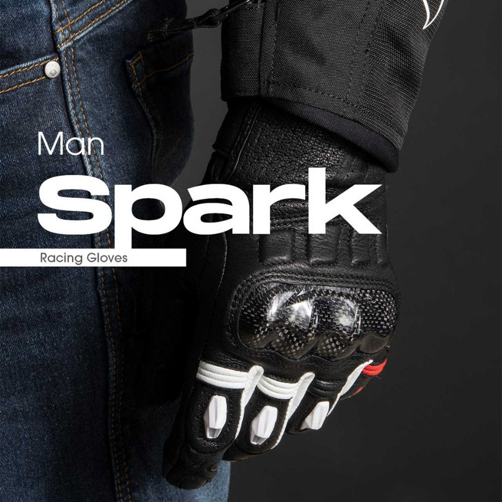 LS2 Spark man Racing Gloves Black / White
