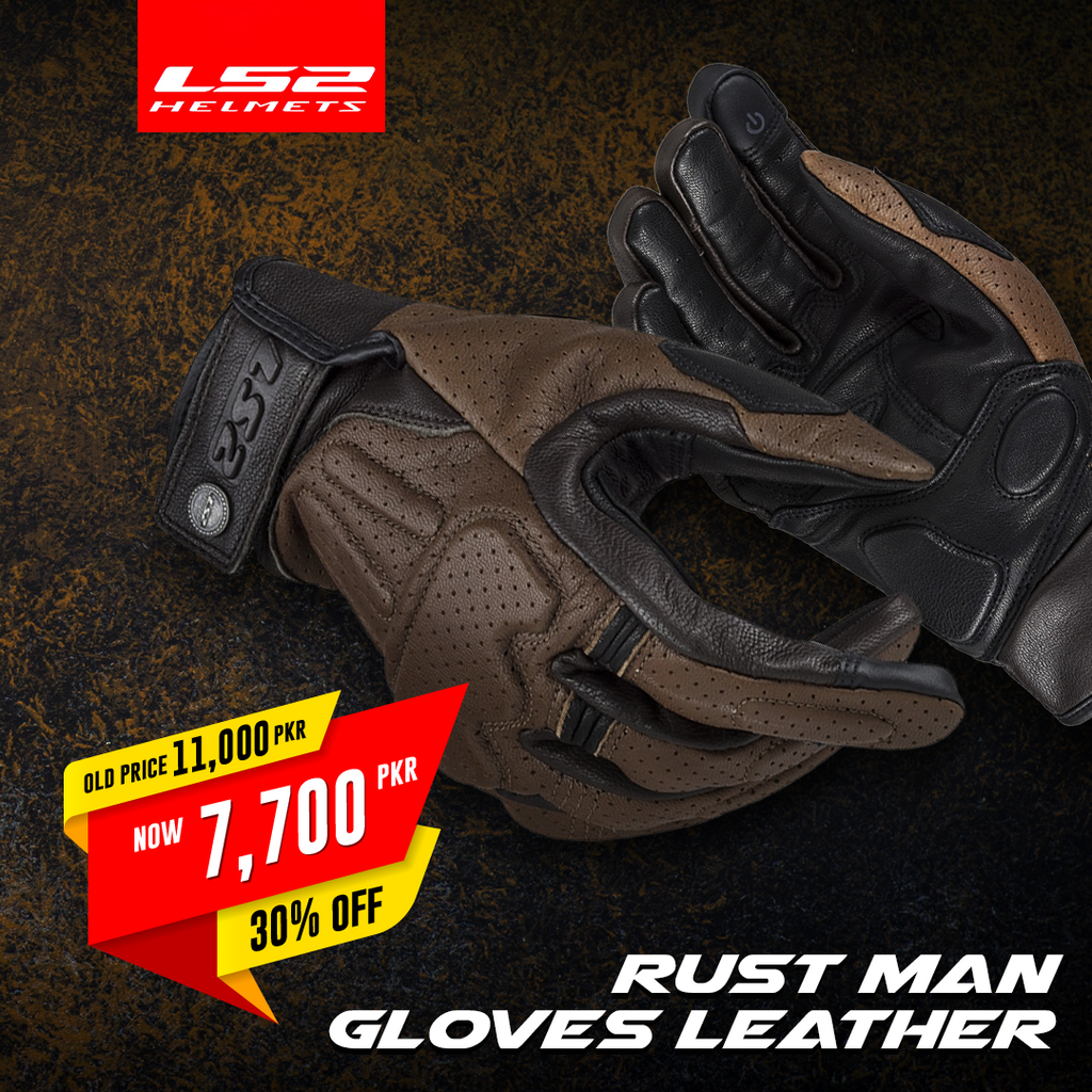 LS2 Rust Man Gloves Brown Leather