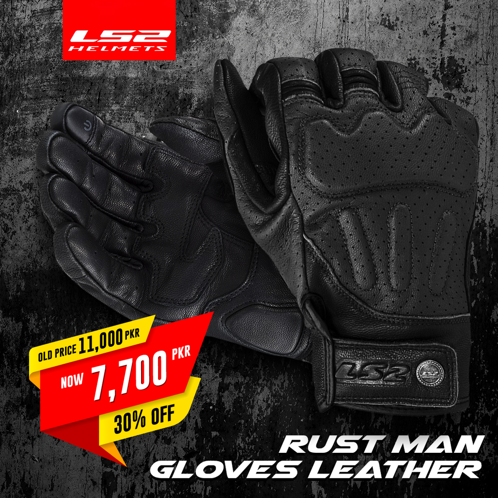 LS2 Rust Man Gloves Black Leather