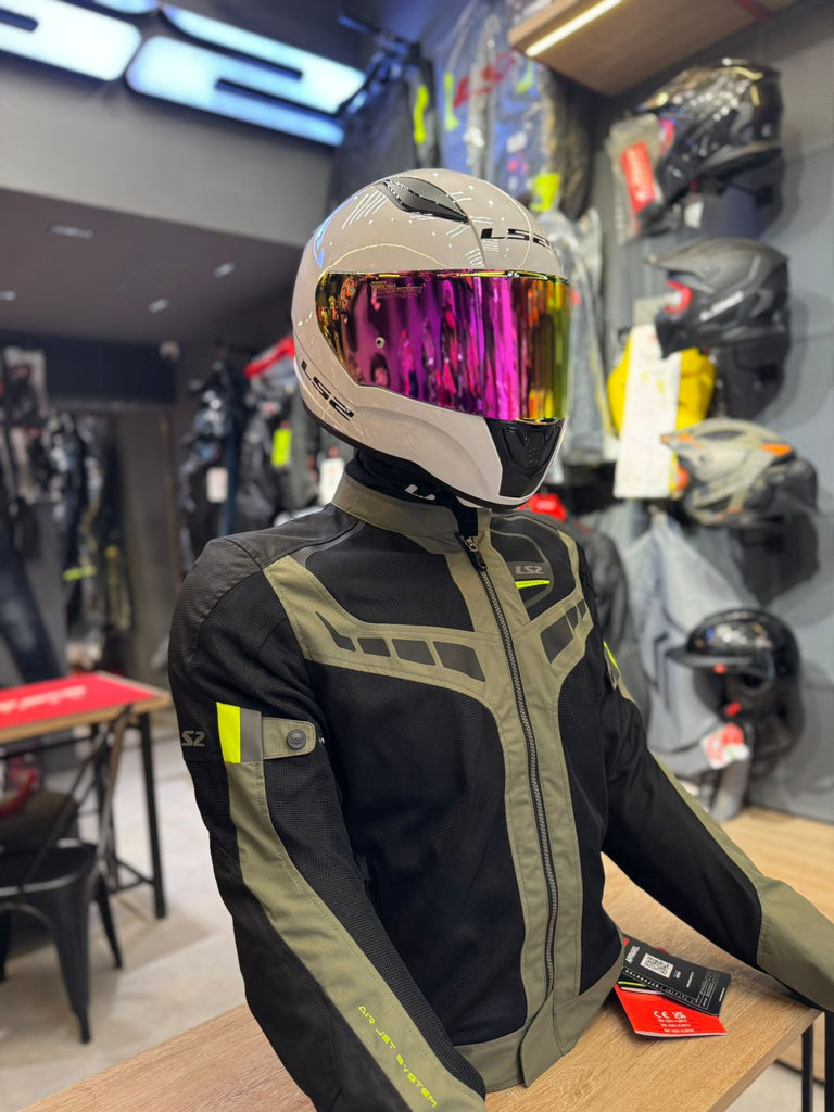 jacket with ls2 helmet LS2 Garda Man Jacket Green Black Hi-Vi Yellow – www.ls2helmetspk.com