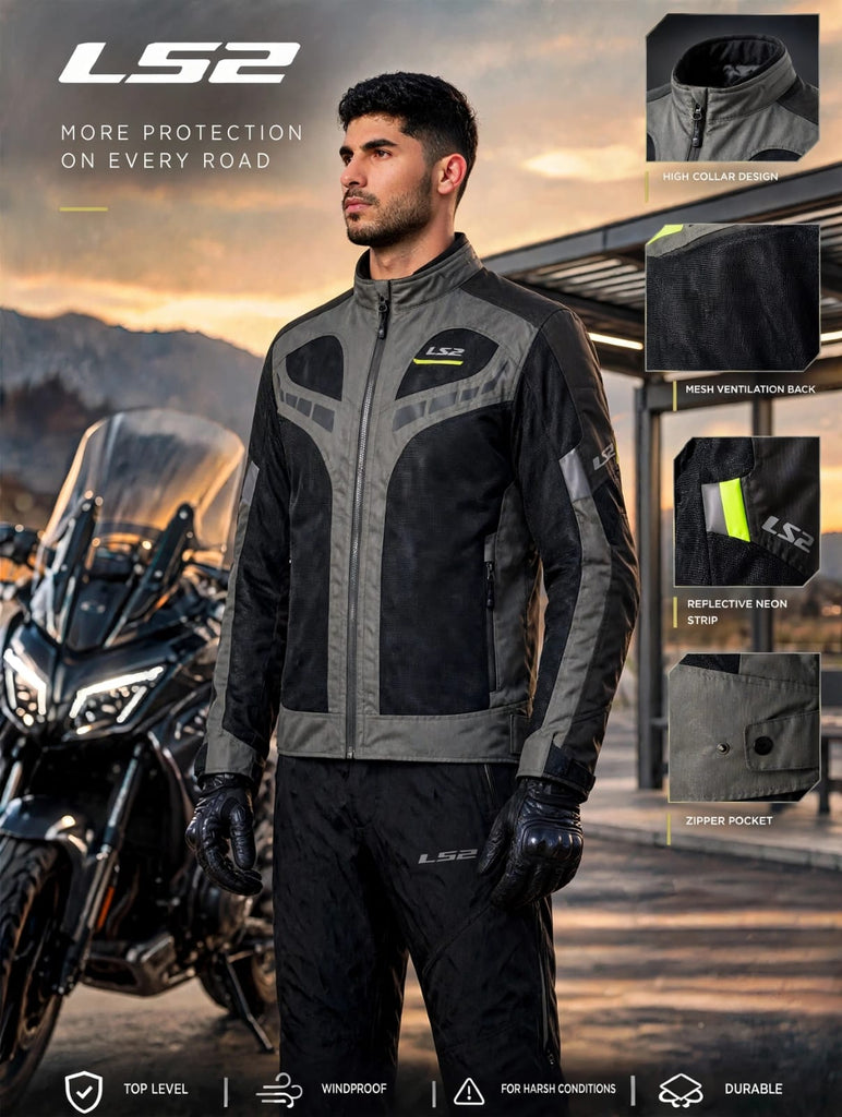 LS2 GARDA MAN JACKET GREEN BLACK HI-VI YELLOW