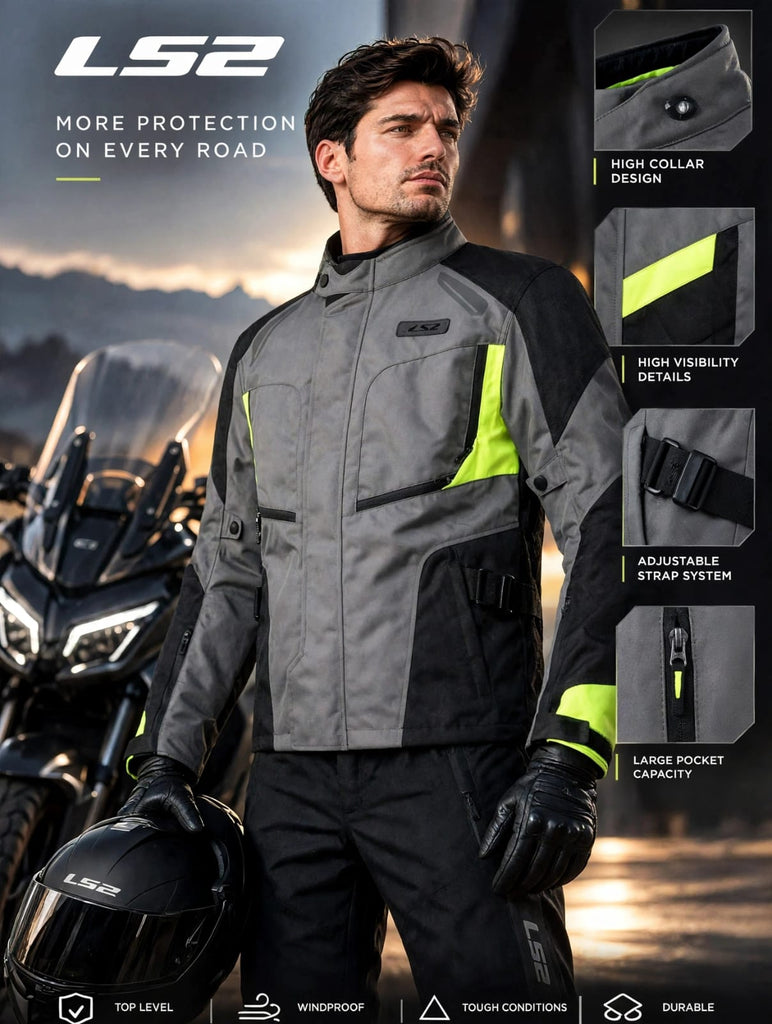 LS2 PHASE MAN  JACKET GREY YELLOW