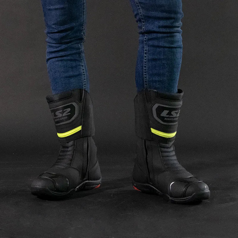 LS2 Goby Man Boots Black H-V Yellow Waterproof